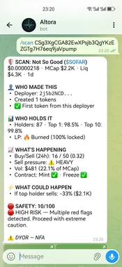 Altora — Solana Token Safety Scanner